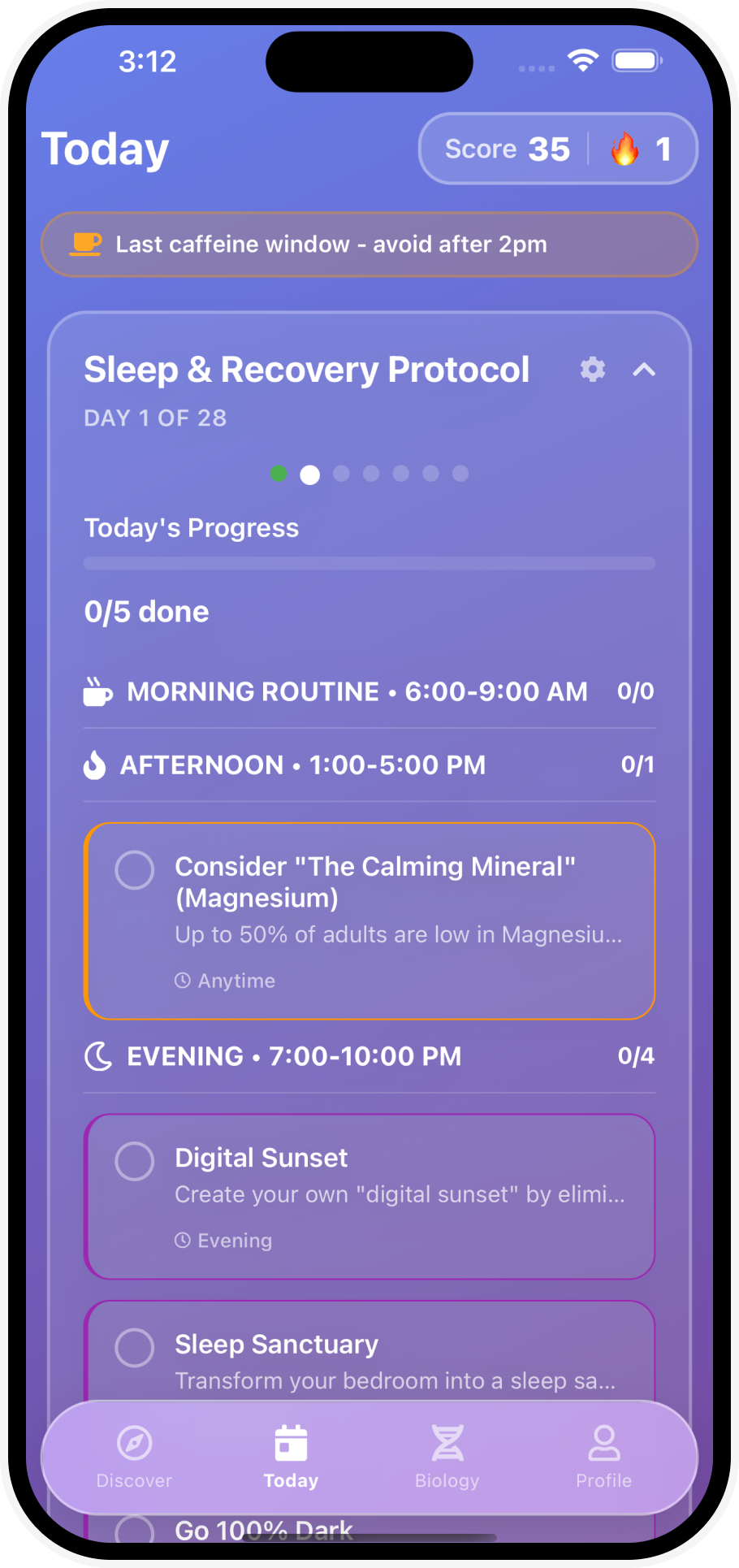 BioBoost Track Screen